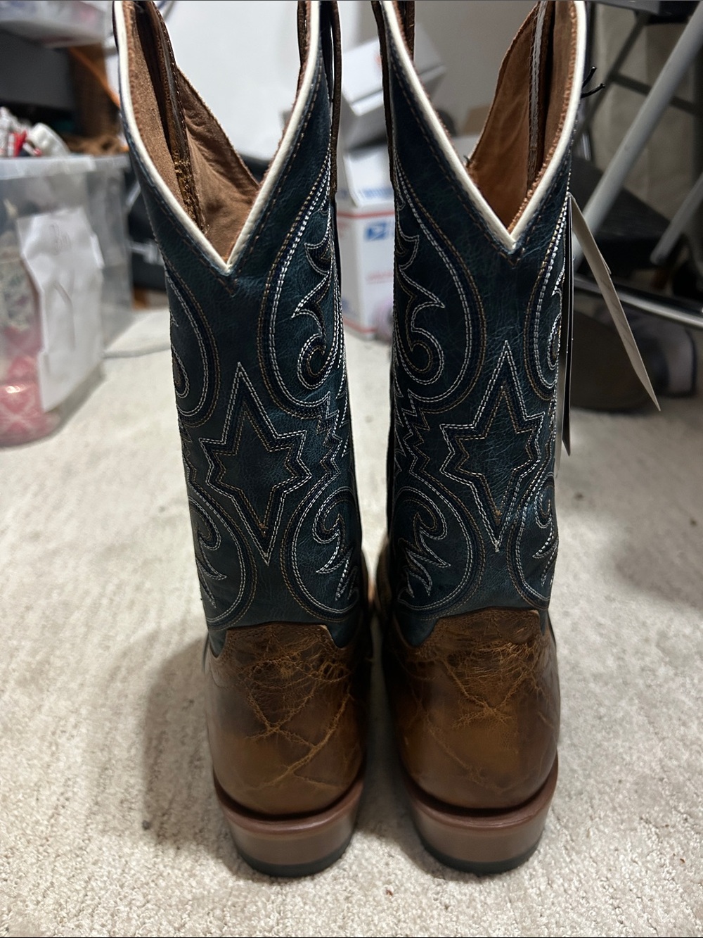 Ariat Men's Bankroll Western Boots Smokehouse Ocean Blue, Size 8.5 M Width NEW - Picture 4 of 8